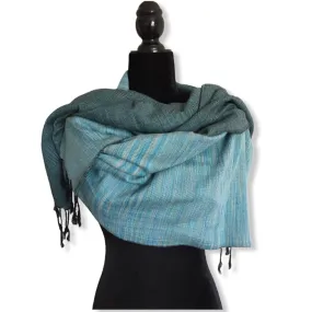 Double-faced Diagonal Shawl - Light Blue