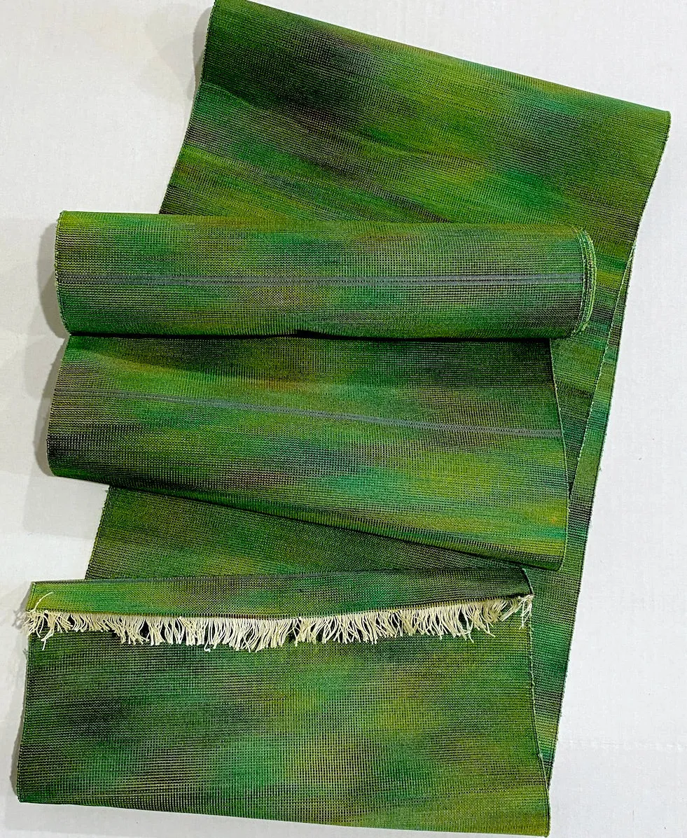 Dreaming in Green Unusual Silk Handwoven Obi, from Japan, 11.5" x 190"   #256