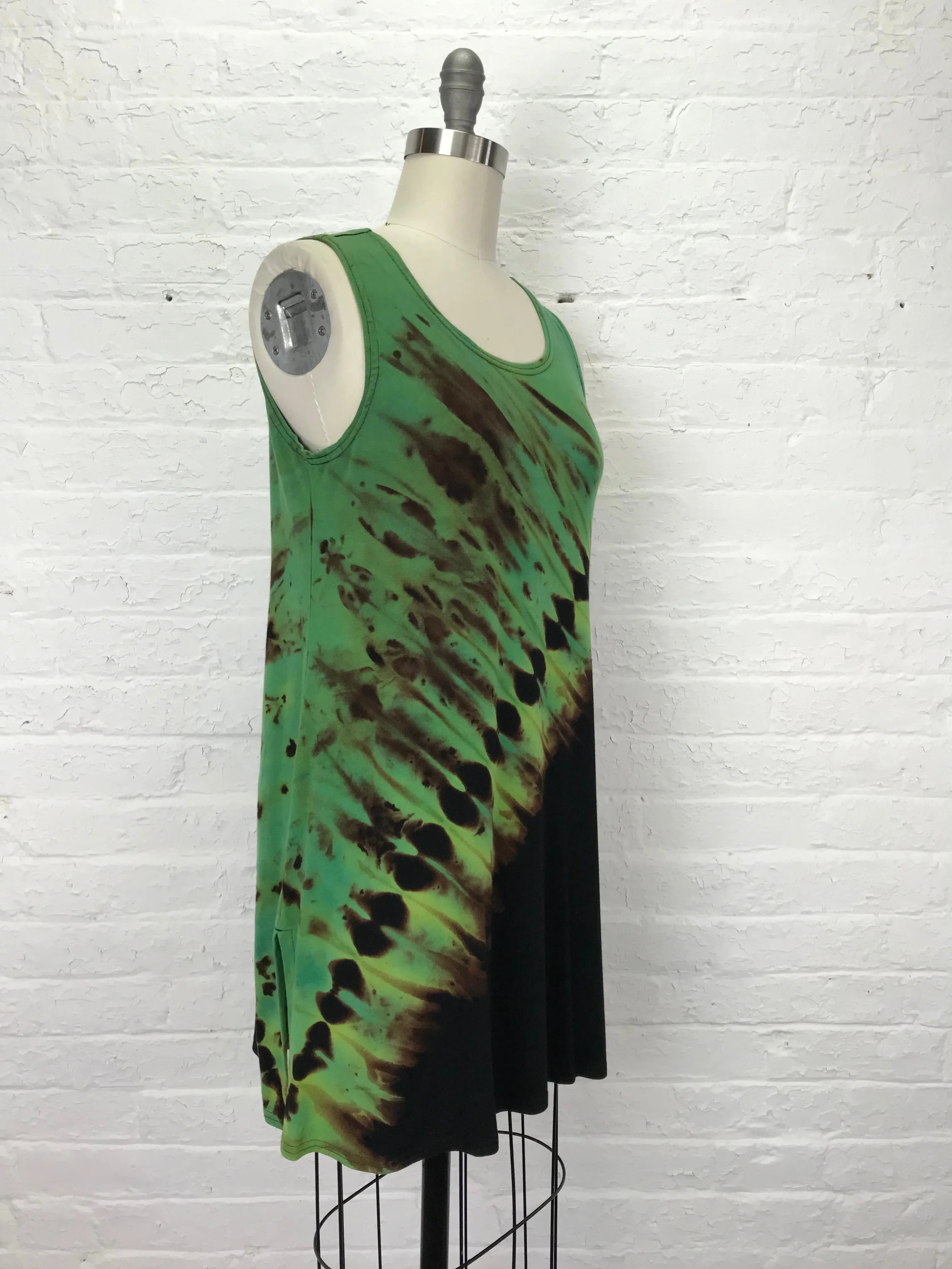 Eileen Mini Tank Tunic in Green Meteor Shower