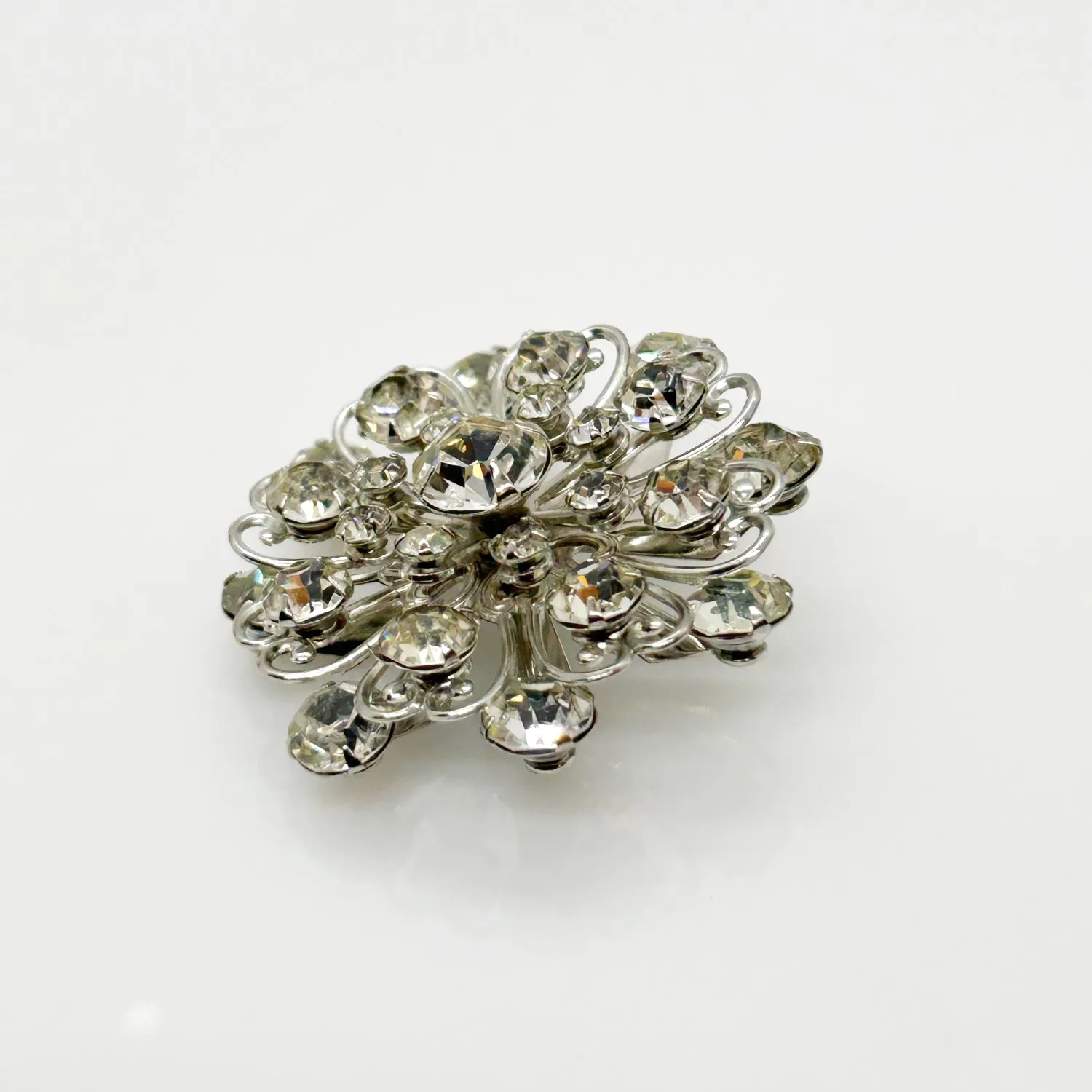 Elaborate Hidden Hearts Vintage Rhinestone Brooch