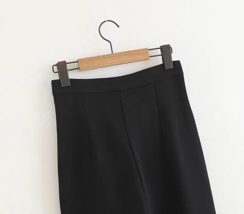 England Style Urban High Waist Double-breasted Collect Pants