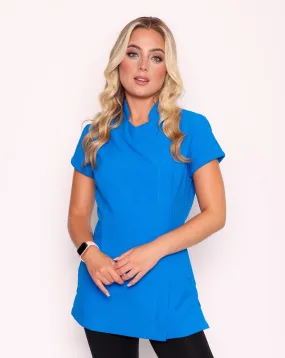 Event Mandarin Collar Asymmetric Tunic - Cobalt Blue