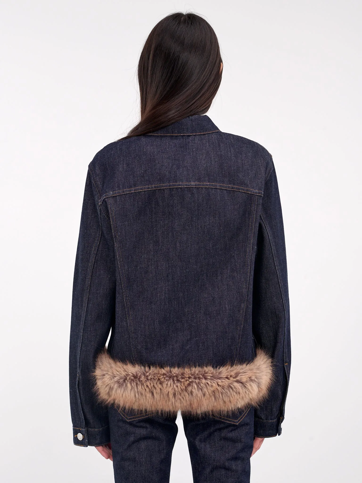 Faux Fur Denim Jacket (COPBL22F2011-BROWN-BLUE)