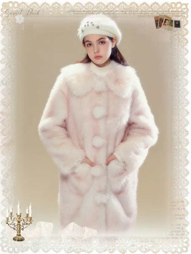 Faux Fur Gradation Colored Doll Collar Mid Length Jacket【s0000004357】