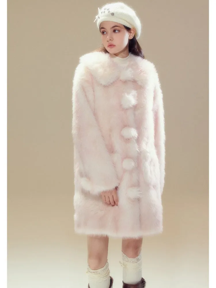 Faux Fur Gradation Colored Doll Collar Mid Length Jacket【s0000004357】