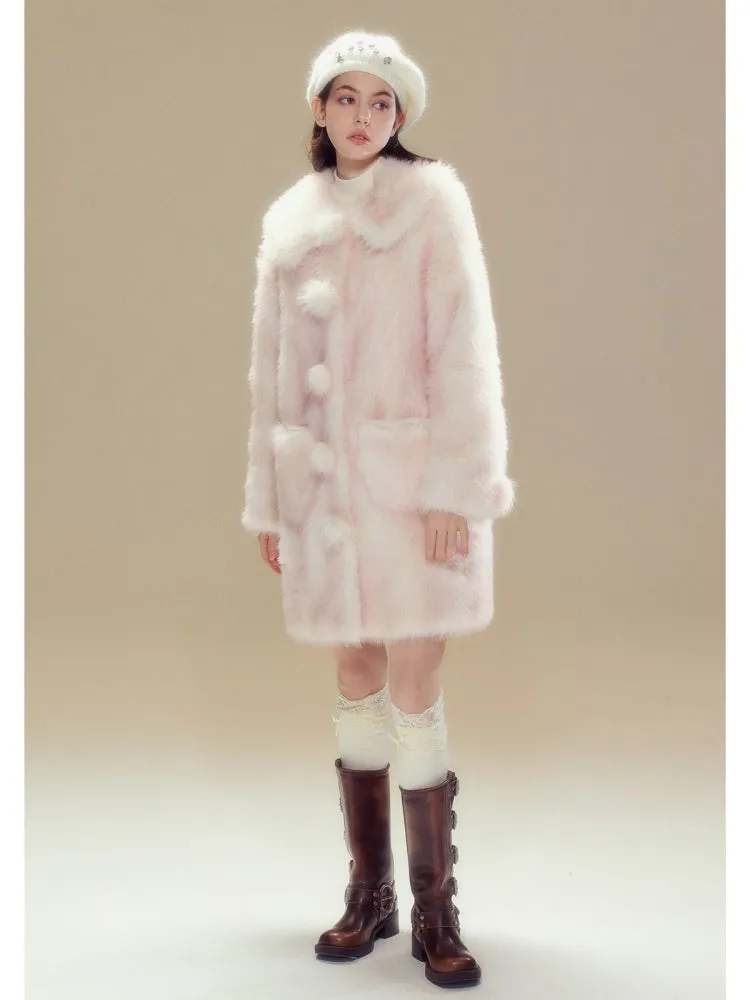 Faux Fur Gradation Colored Doll Collar Mid Length Jacket【s0000004357】