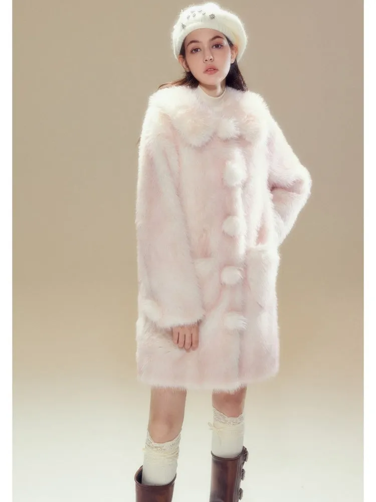 Faux Fur Gradation Colored Doll Collar Mid Length Jacket【s0000004357】