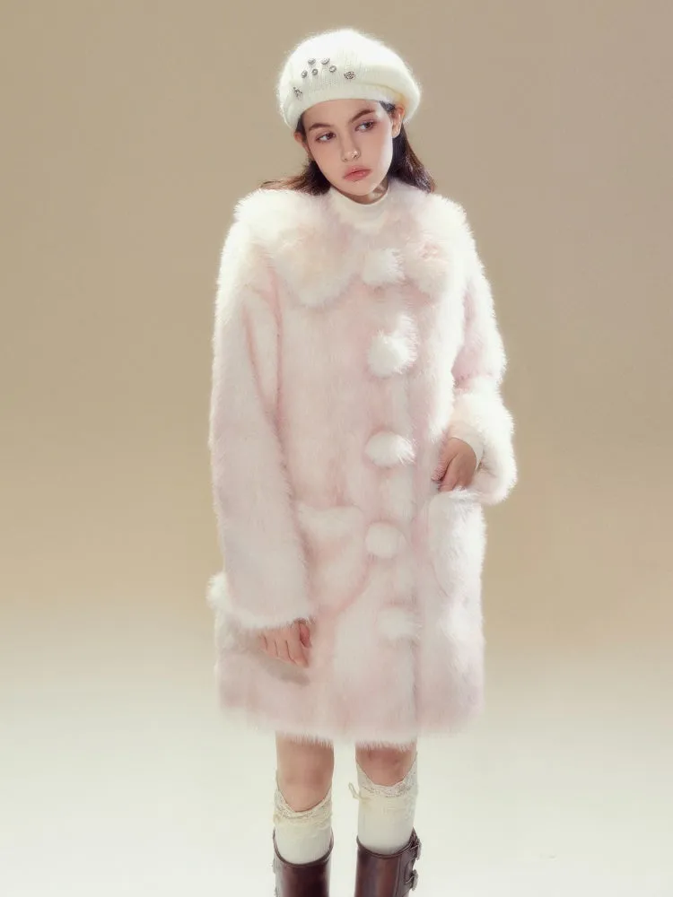 Faux Fur Gradation Colored Doll Collar Mid Length Jacket【s0000004357】