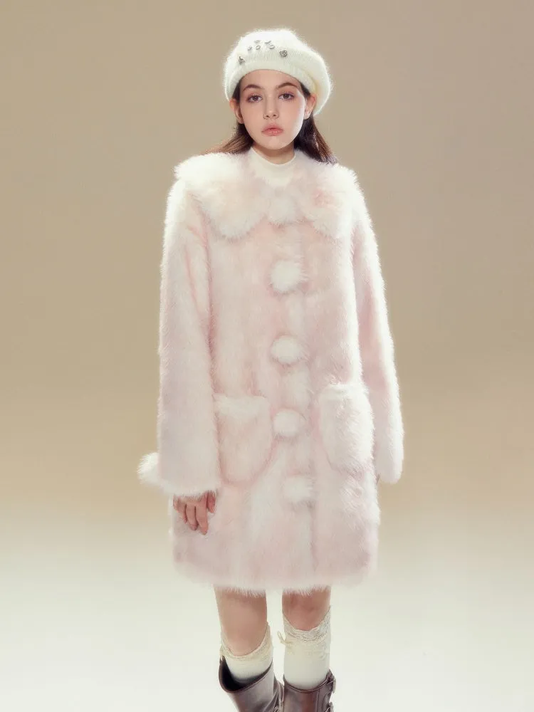 Faux Fur Gradation Colored Doll Collar Mid Length Jacket【s0000004357】