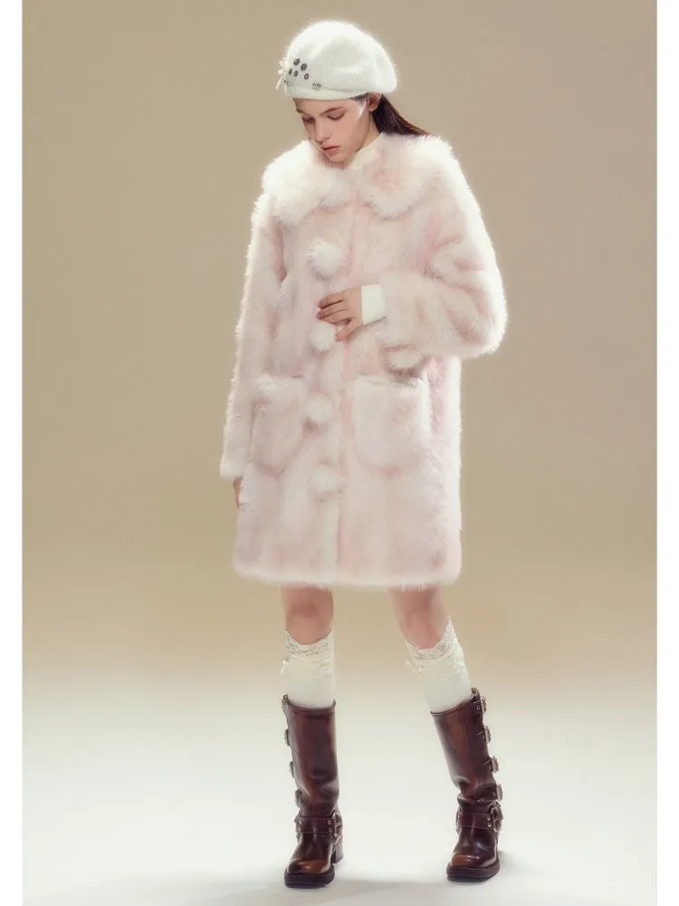 Faux Fur Gradation Colored Doll Collar Mid Length Jacket【s0000004357】