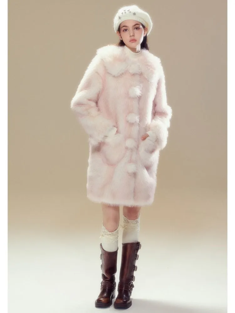 Faux Fur Gradation Colored Doll Collar Mid Length Jacket【s0000004357】