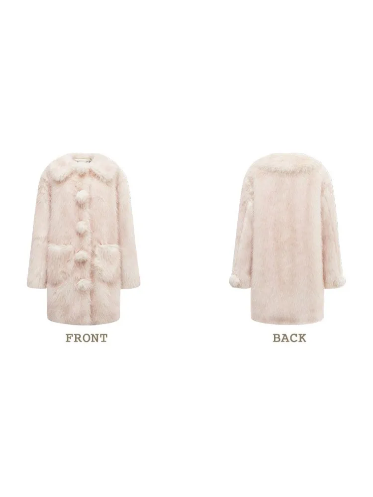 Faux Fur Gradation Colored Doll Collar Mid Length Jacket【s0000004357】