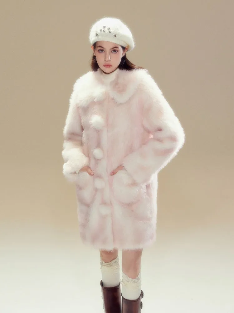 Faux Fur Gradation Colored Doll Collar Mid Length Jacket【s0000004357】