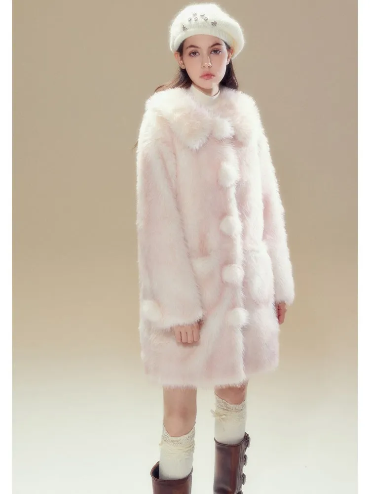 Faux Fur Gradation Colored Doll Collar Mid Length Jacket【s0000004357】