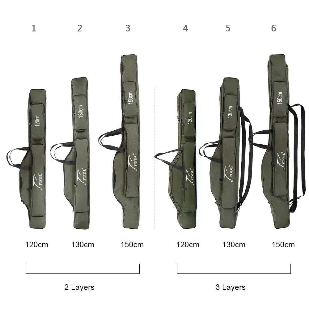 FDDL Portable Folding Fishing Bags Rod Carrier Canvas Fishing Pole Tools Storage Bag Case Fishing Gear Tackle 120/130/ 150cm