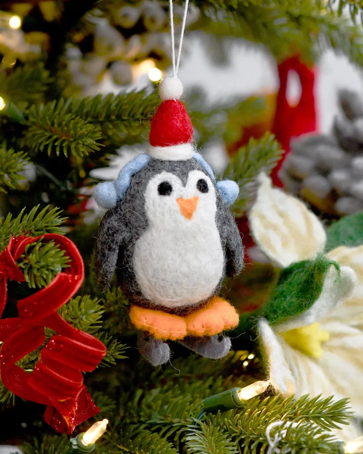 Felt Penguin with Ice Skates Ornament