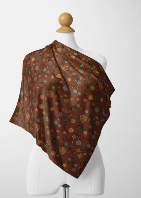 Fire Bloom Shade Satin Shawl