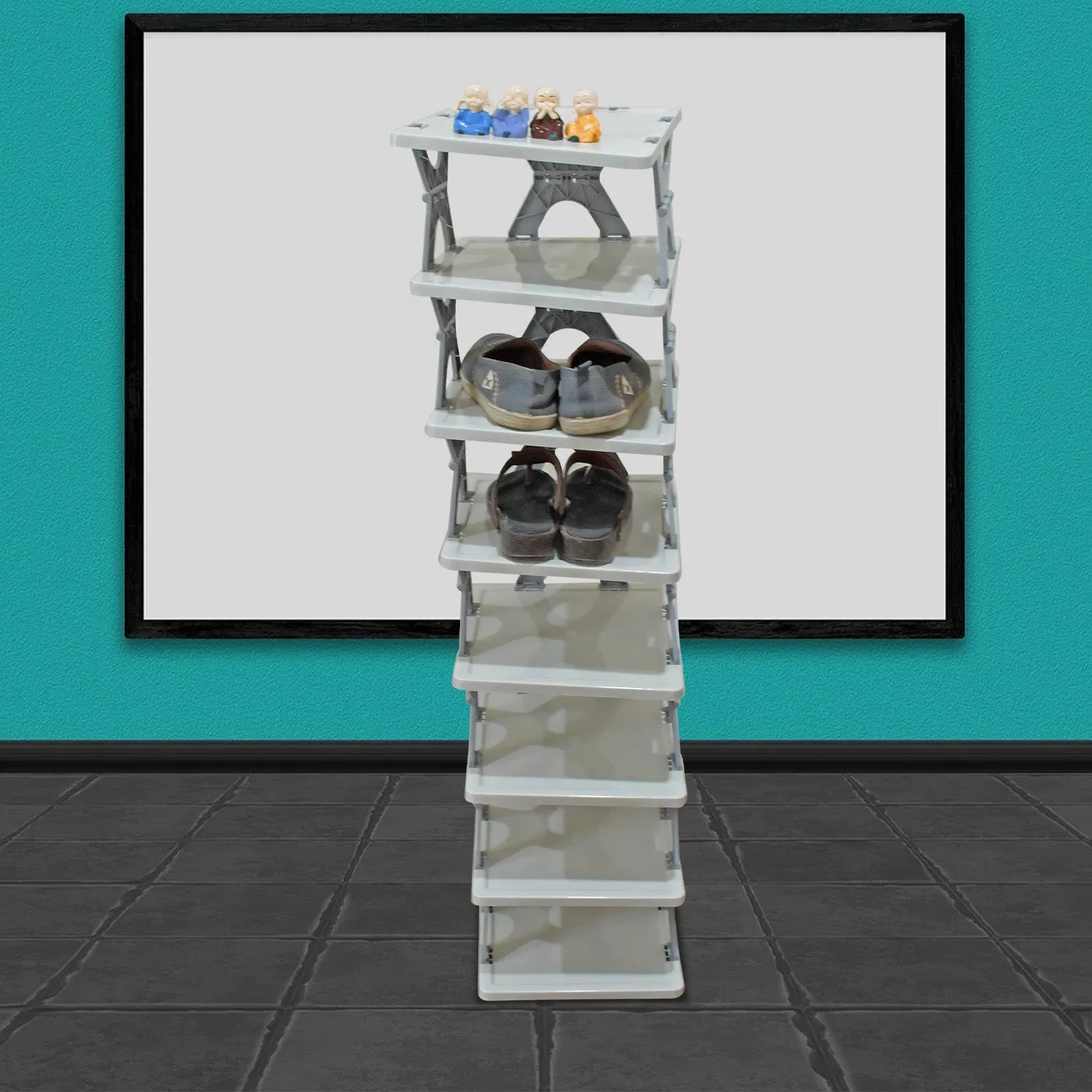 Foldable Shoe Rack (1 Pc, 8 Layers): Space-Saving, Entryway Storage