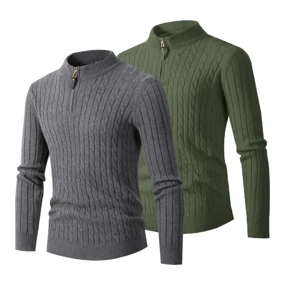 Funki Buys | Sweaters | Men's Slim Mock Neck Knitted Pullovers