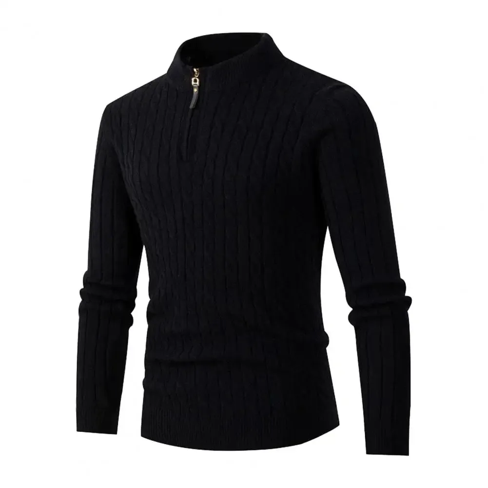 Funki Buys | Sweaters | Men's Slim Mock Neck Knitted Pullovers