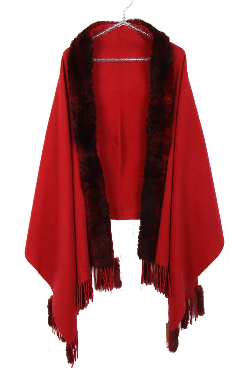 Fur Cashmere & Wool Shawl Wrap