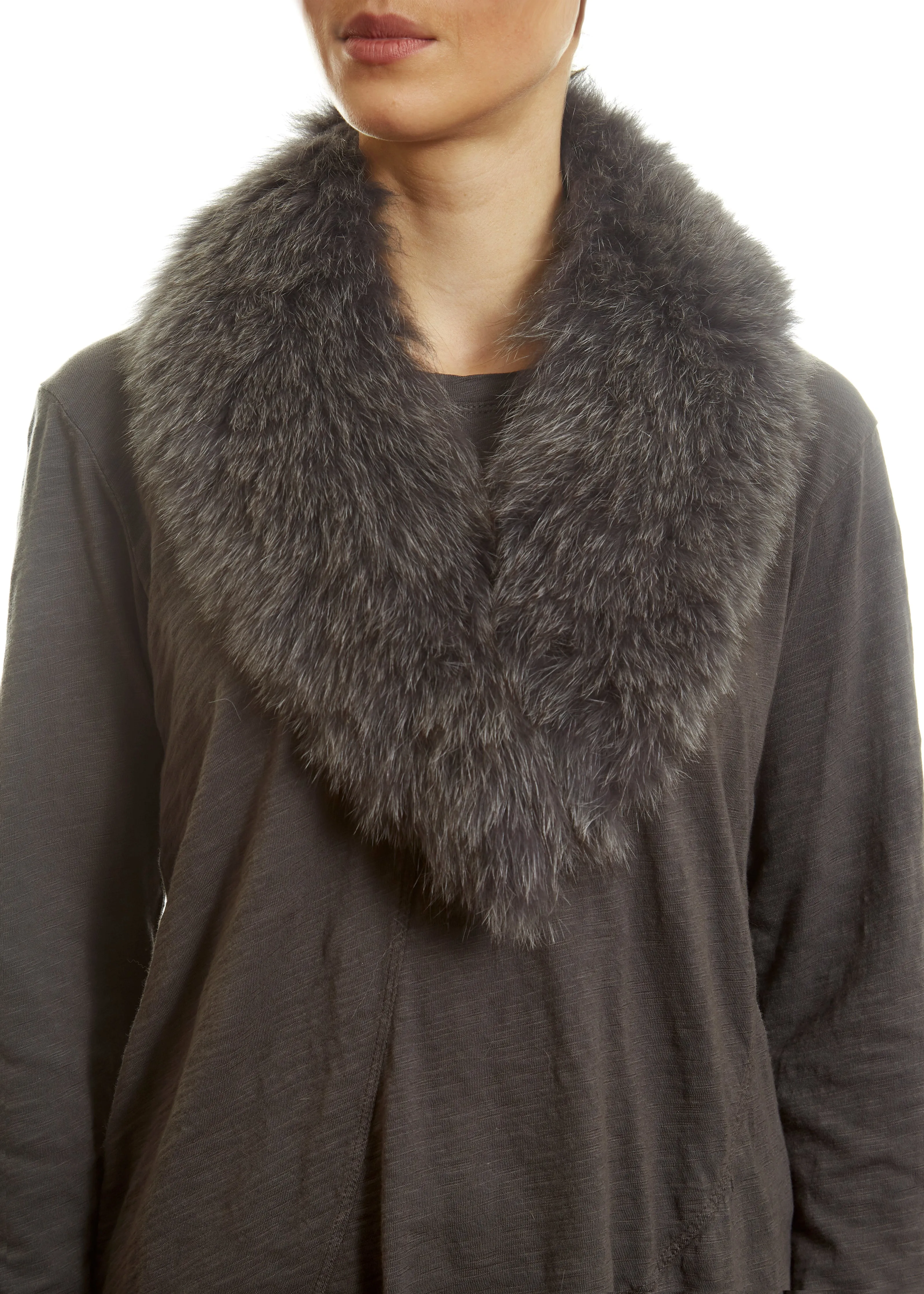 Grey Genuine Fox Fur Collar