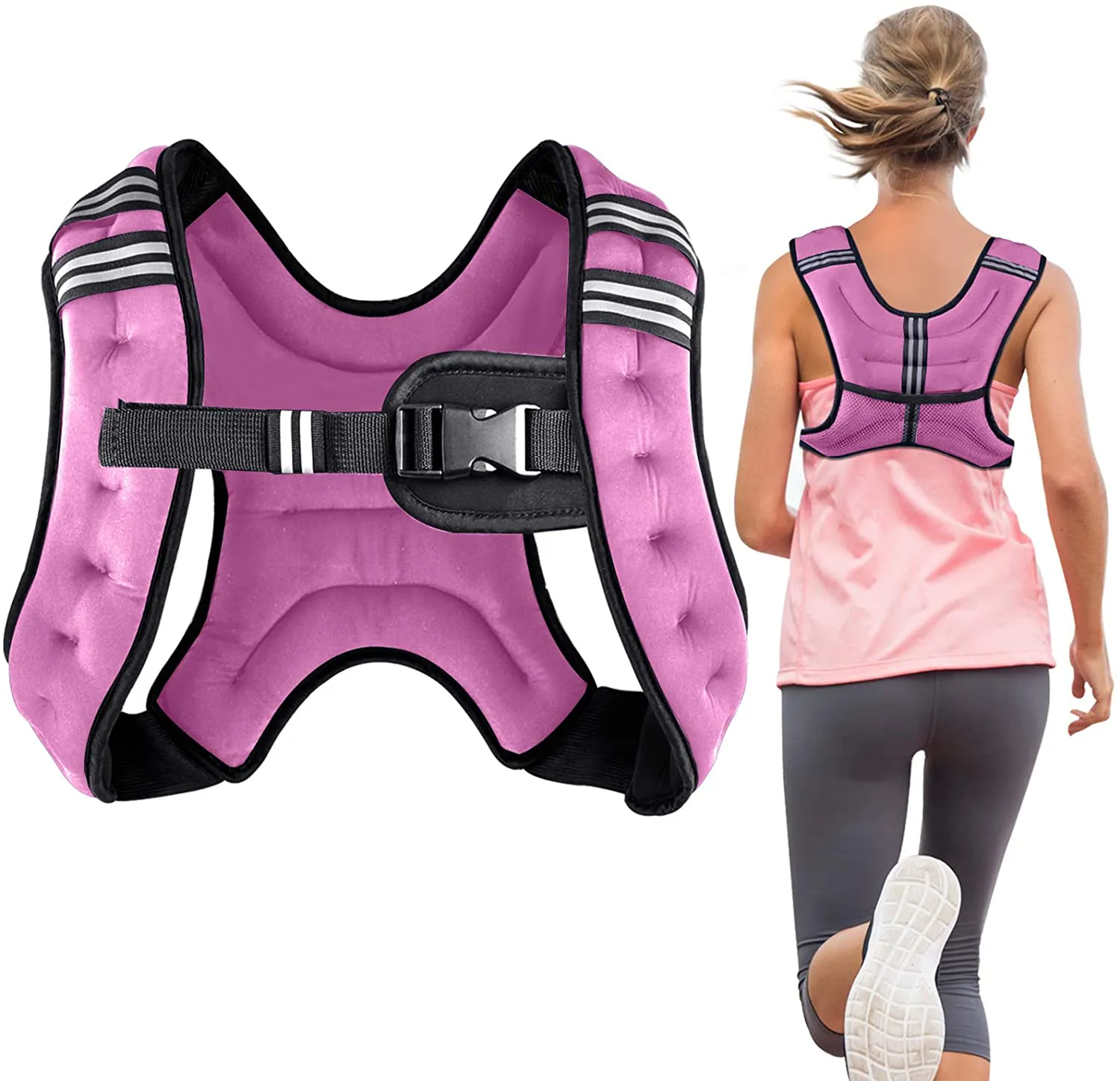 Henkelion Weighted Vest Weight Vest for Men Women Kids 4 6 8 12 16 Lbs Weights Included, Body Weight Vests Adjustable for Running, Training Workout, Jogging, Walking - Black Grey Pink Blue Purple