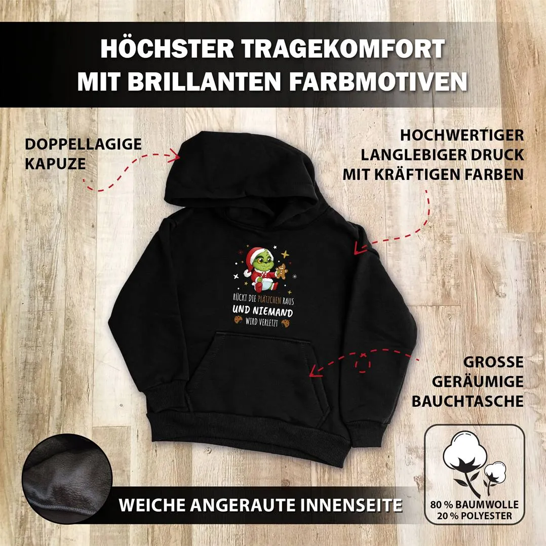 Hoodie Kinder - Baby Grinch - Rückt die Plätzchen raus und niemand wird verletzt