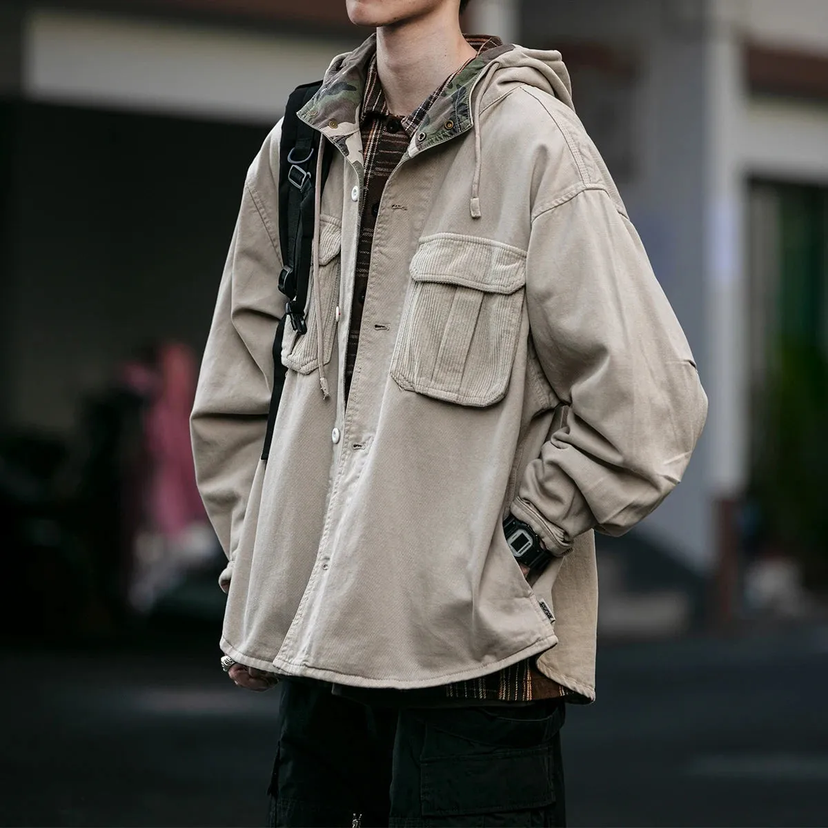 Japanese Streetwear Hooded Jacket For Men - High Quality Vintage Casual Cargo Coat