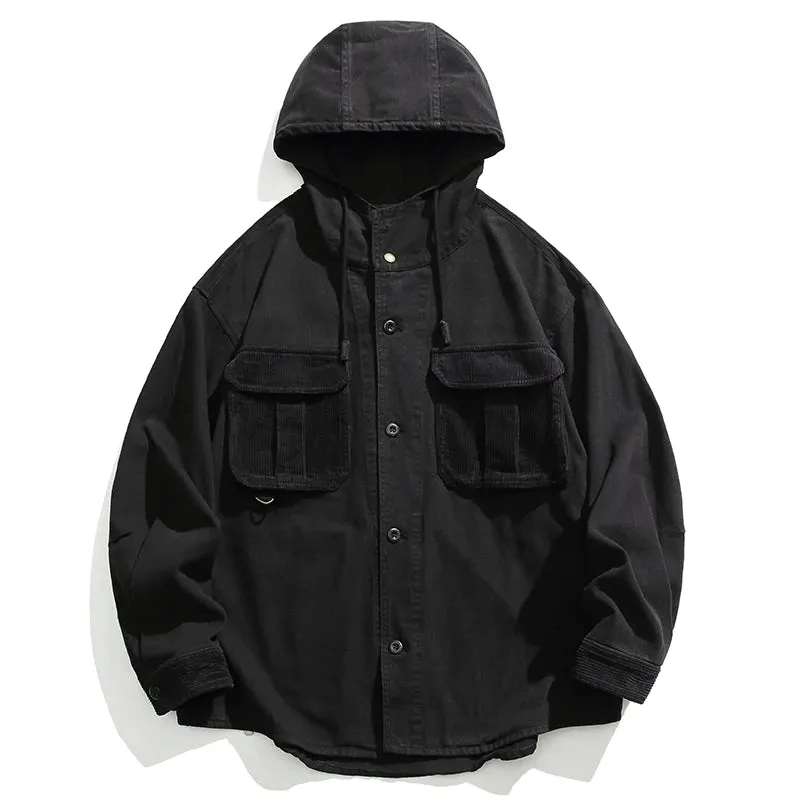 Japanese Streetwear Hooded Jacket For Men - High Quality Vintage Casual Cargo Coat