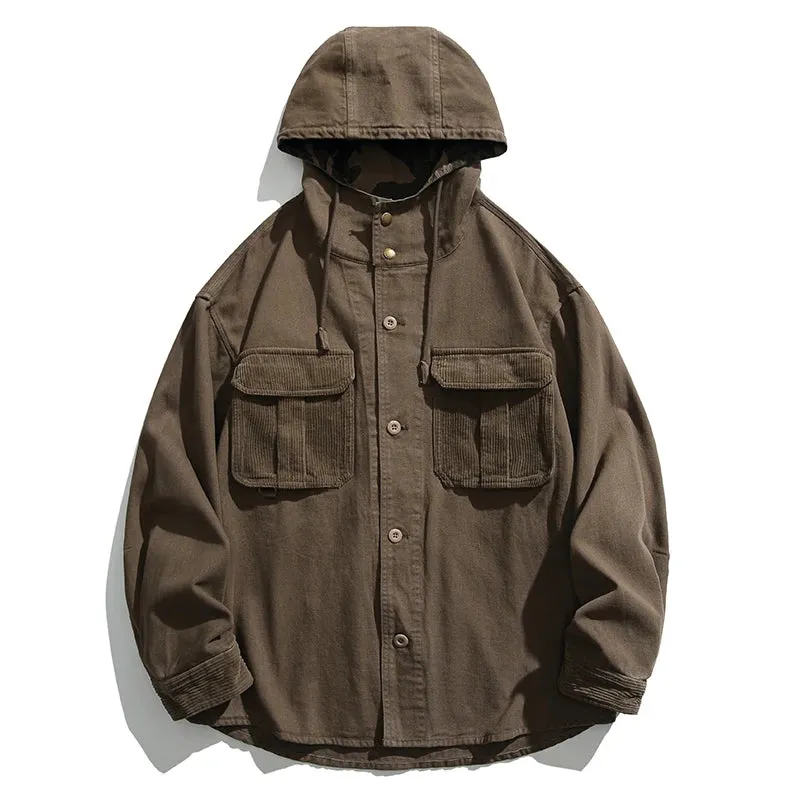 Japanese Streetwear Hooded Jacket For Men - High Quality Vintage Casual Cargo Coat