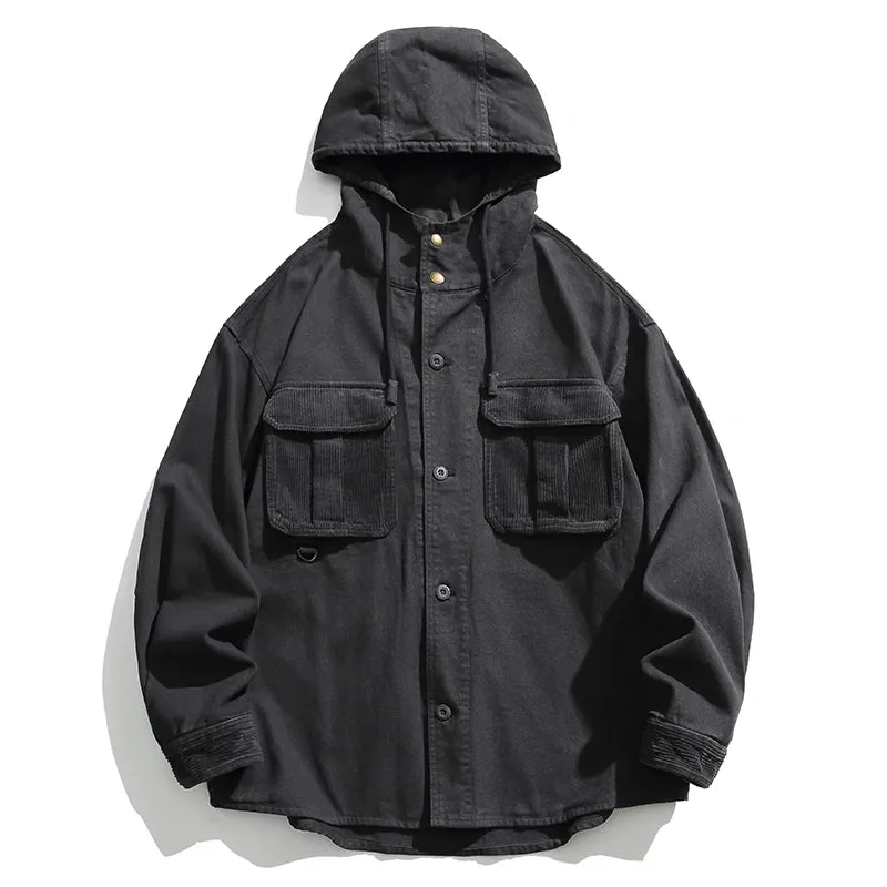 Japanese Streetwear Hooded Jacket For Men - High Quality Vintage Casual Cargo Coat