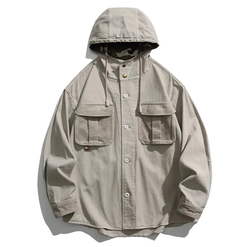 Japanese Streetwear Hooded Jacket For Men - High Quality Vintage Casual Cargo Coat