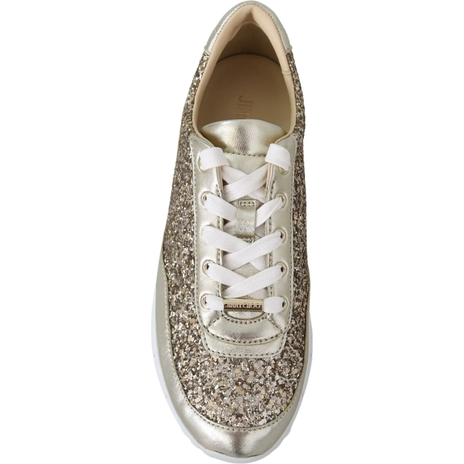 Jimmy Choo Antique Gold Glitter Leather Sneakers