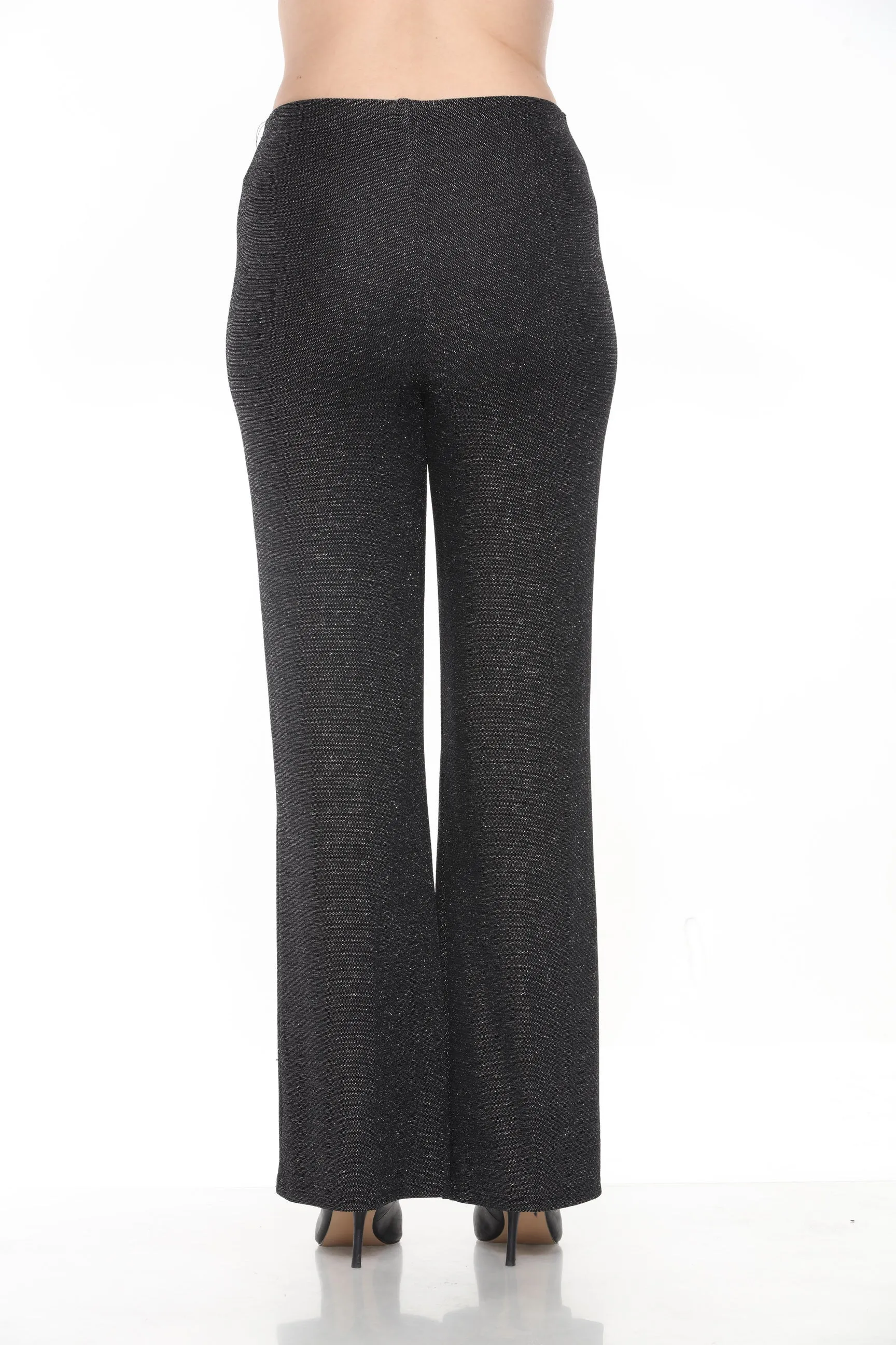 Joseph Ribkoff Black/Silver Shimmery High-Waist Wide Leg Pants 244219