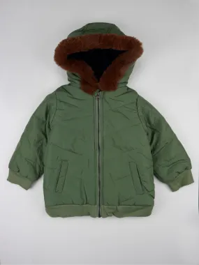 kids Boy Toddler Faux-Fur-Trim Jacket,Olive