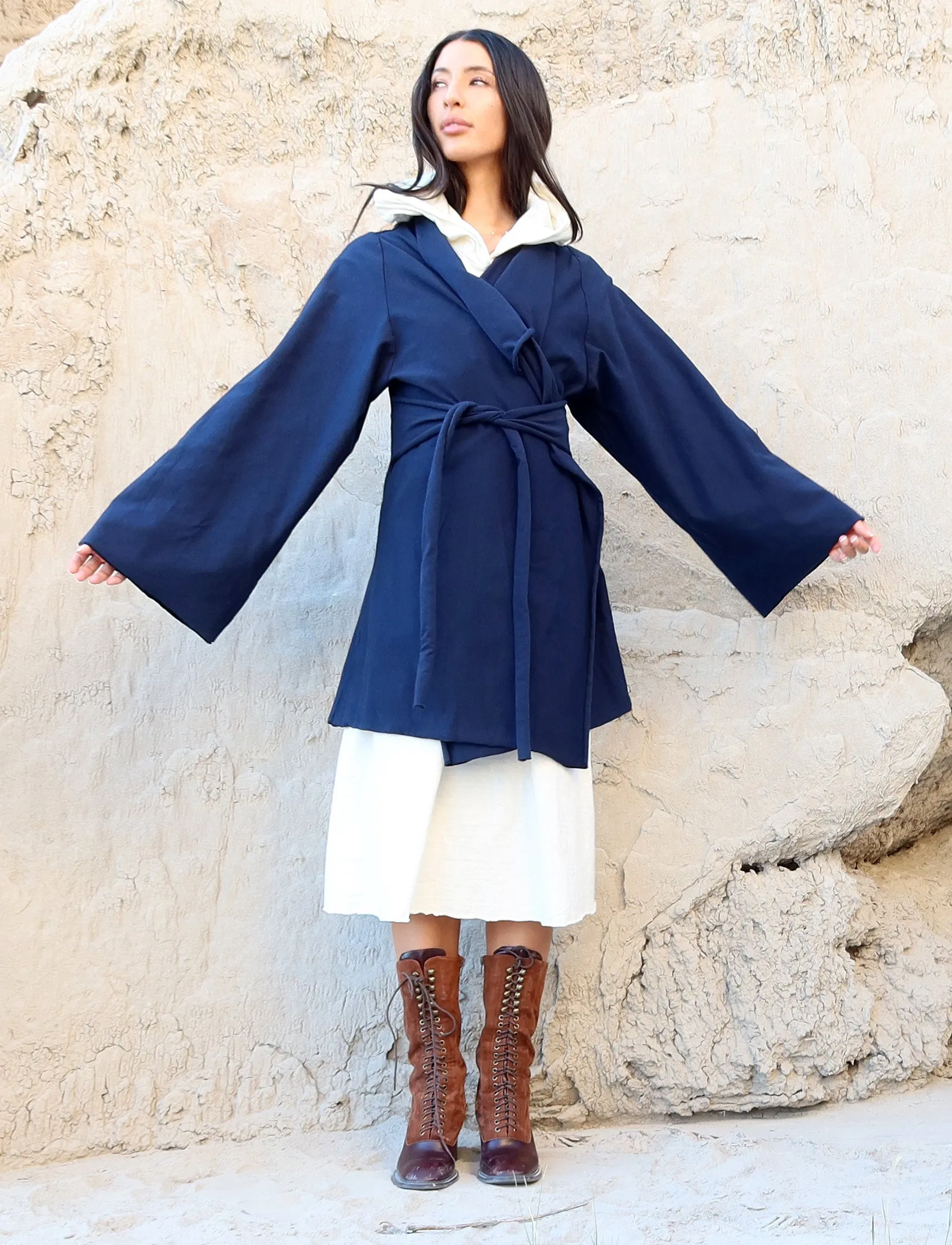 Kimono Cocoon Belted Tunic Jacket