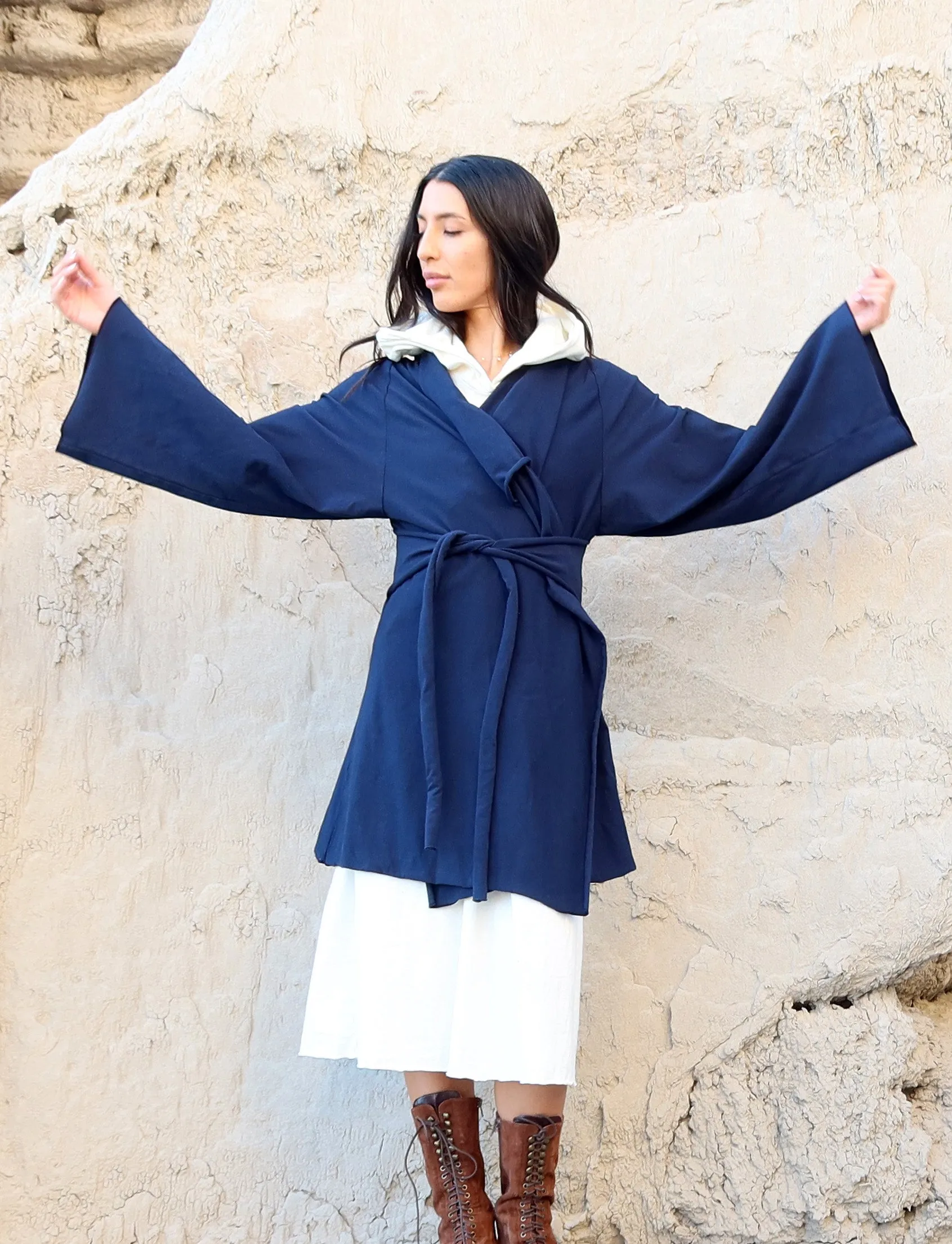 Kimono Cocoon Belted Tunic Jacket