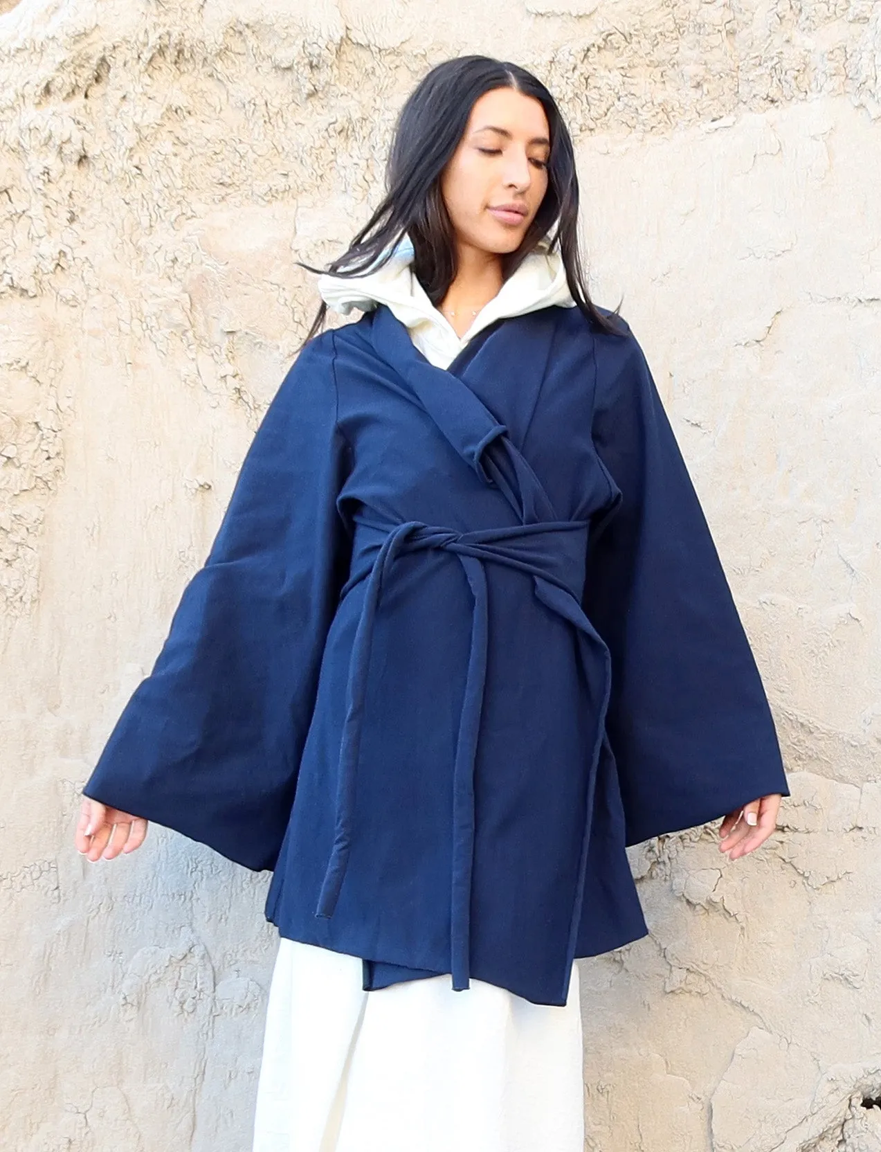 Kimono Cocoon Belted Tunic Jacket