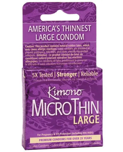 Kimono Micro Thin Large Condom - 3 Pack