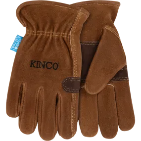 Kinco Hydroflector™ Water-Resistant Premium Suede Cowhide Driver With Double-Palm Large Brown