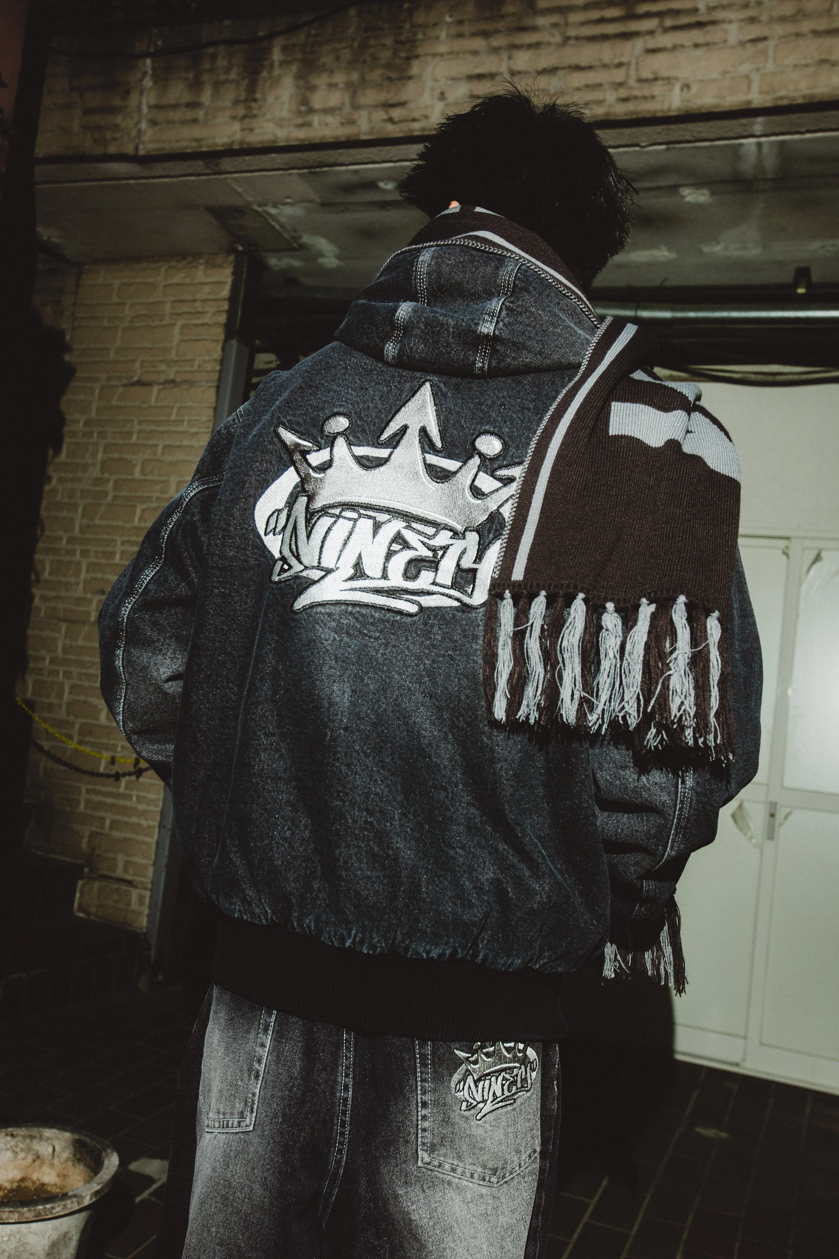 King Logo Denim Quilted Jacket