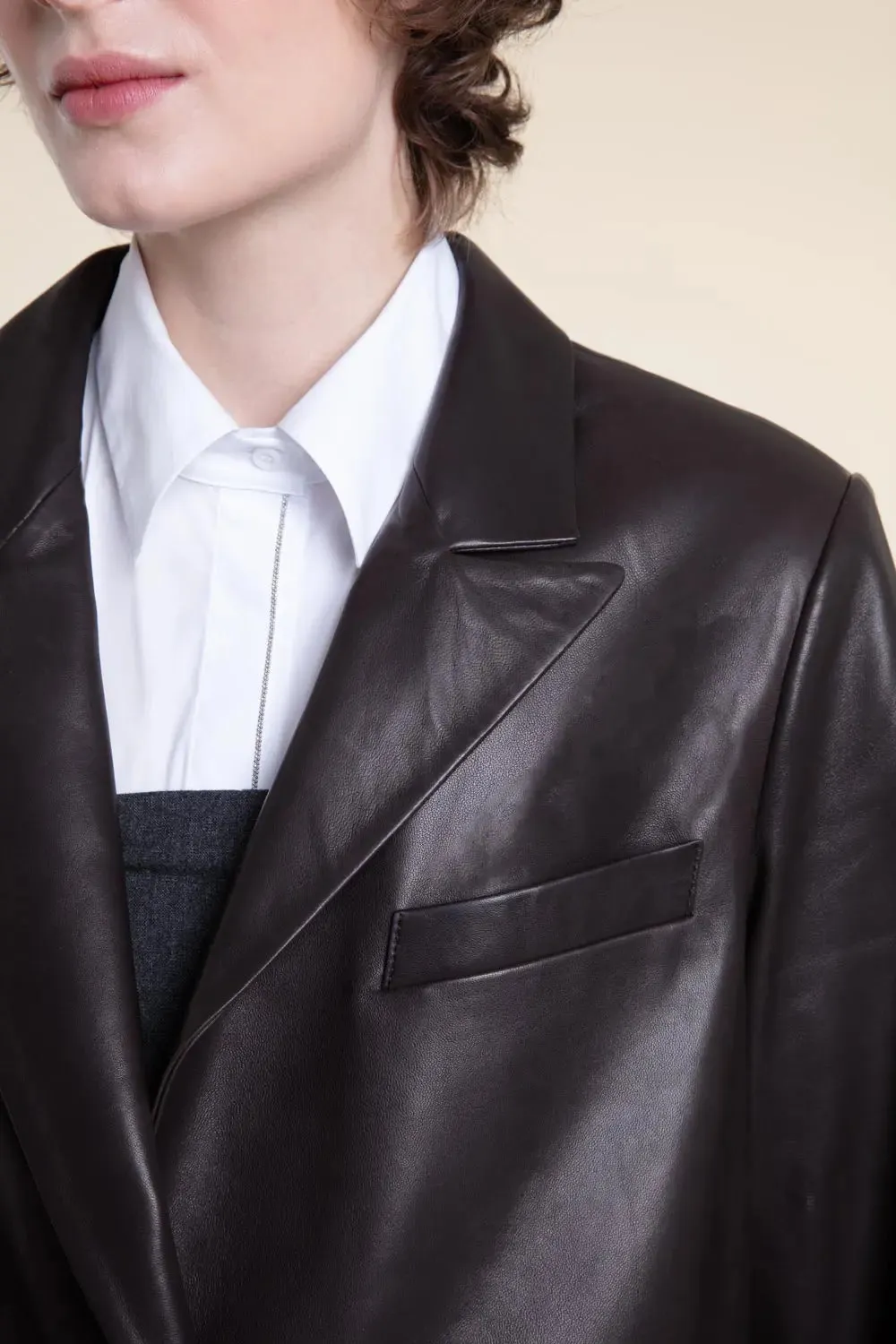 Leather brown blazer