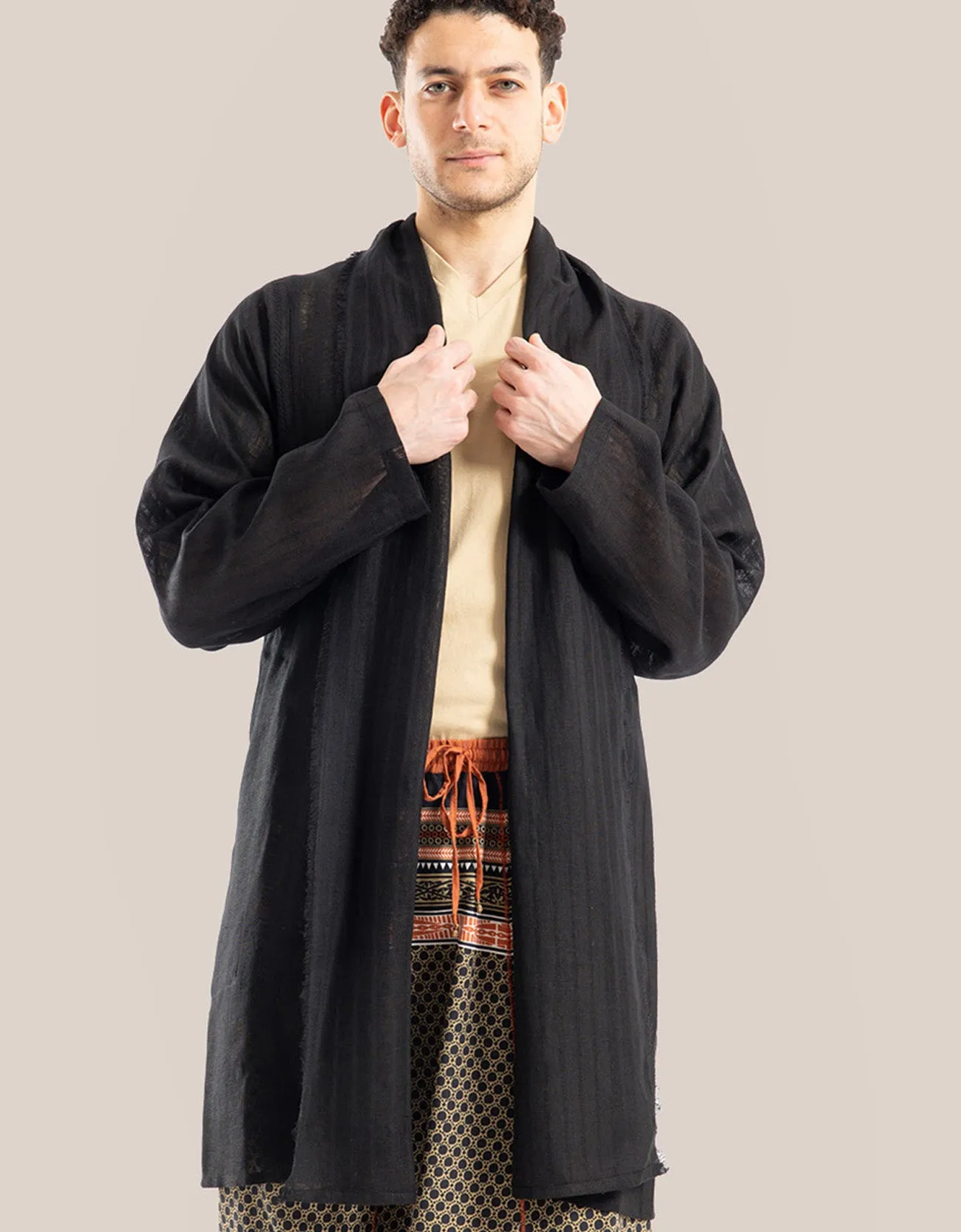 Long jacket with shawl collar