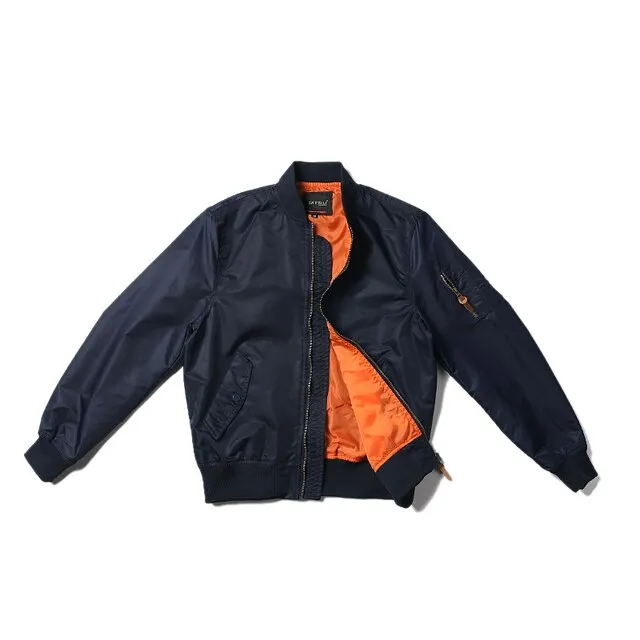 Loose Solid Nylon Varsity Baseball Jacket