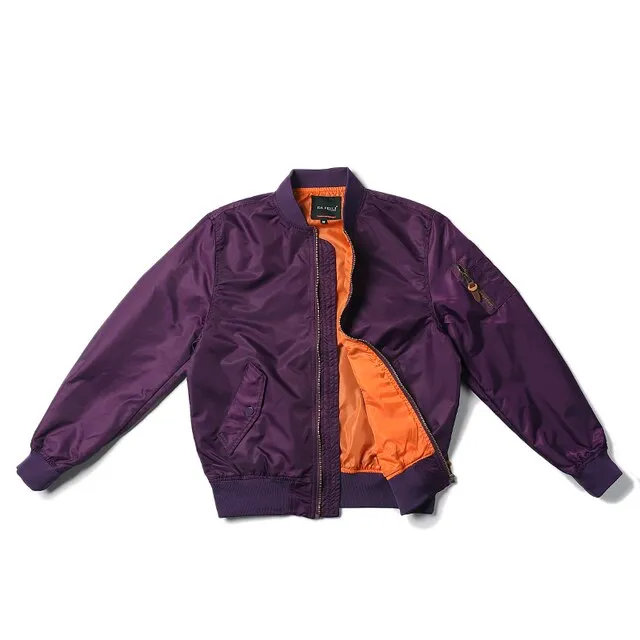 Loose Solid Nylon Varsity Baseball Jacket