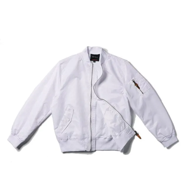 Loose Solid Nylon Varsity Baseball Jacket