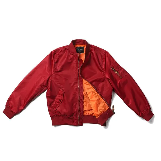 Loose Solid Nylon Varsity Baseball Jacket