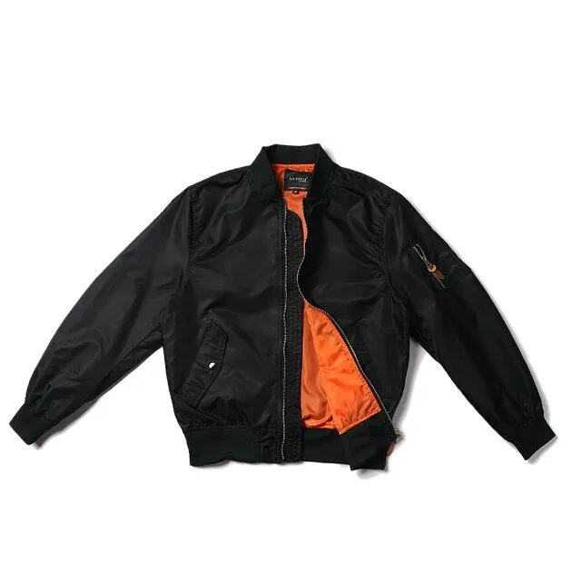 Loose Solid Nylon Varsity Baseball Jacket