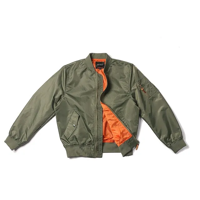 Loose Solid Nylon Varsity Baseball Jacket